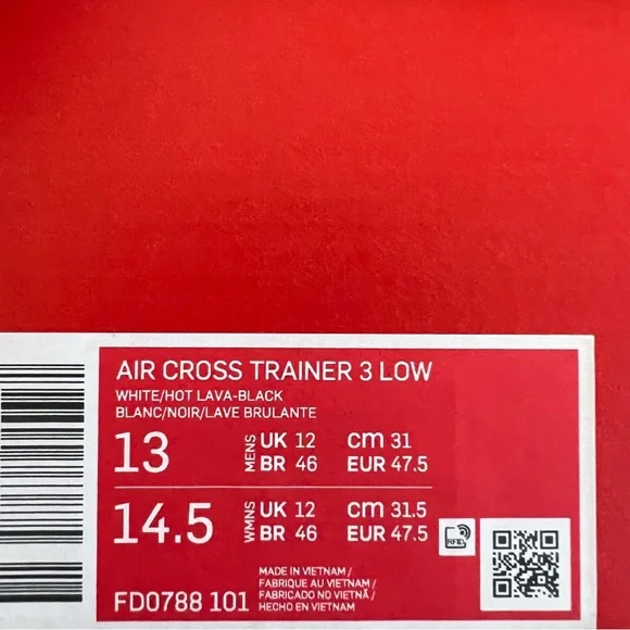 ✔️NIB✔️ NIKE Air Cross Trainer 3 Low Hot Lava - Picture 10 of 10
